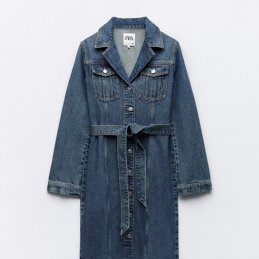 Zara Indigo Denim Belted Dress